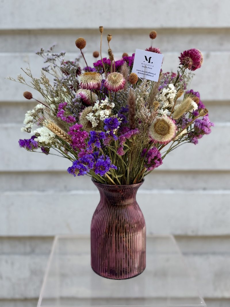 Arreglo Seco/Preservado en Florero - Tonos rosa